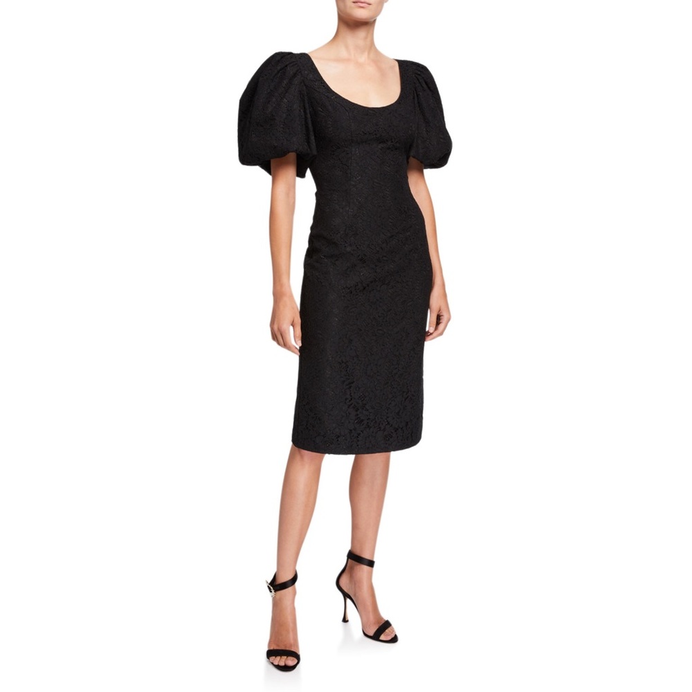 $990 Zac Posen Terry Lace Puff-Sleeve Cocktail - Picture 1 of 12